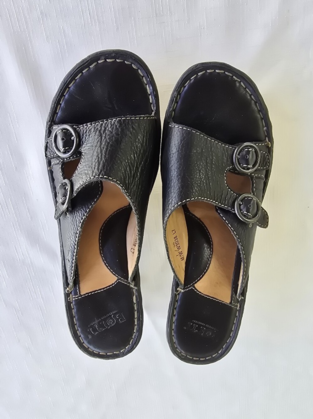 Born Leather Slide Sandals with Buckles 7